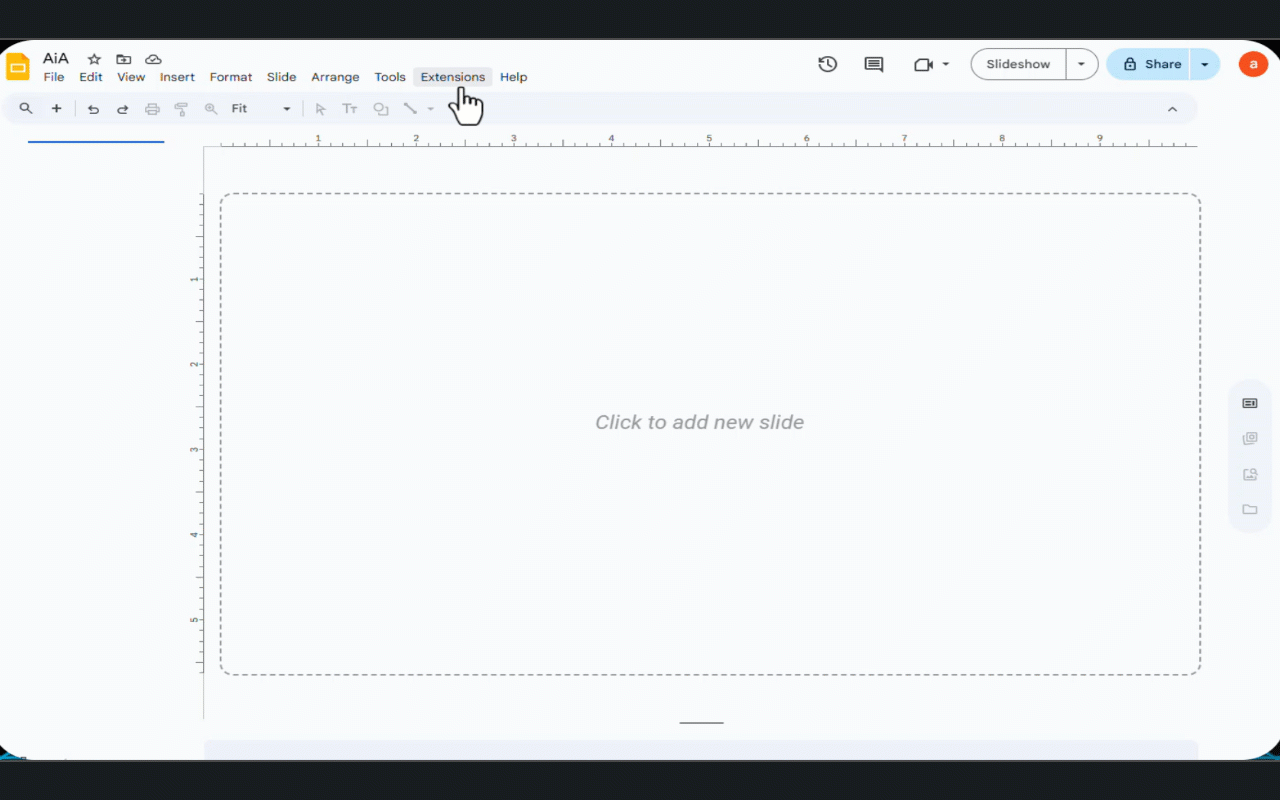 Adara AI Assistant commands available in Google Slides.